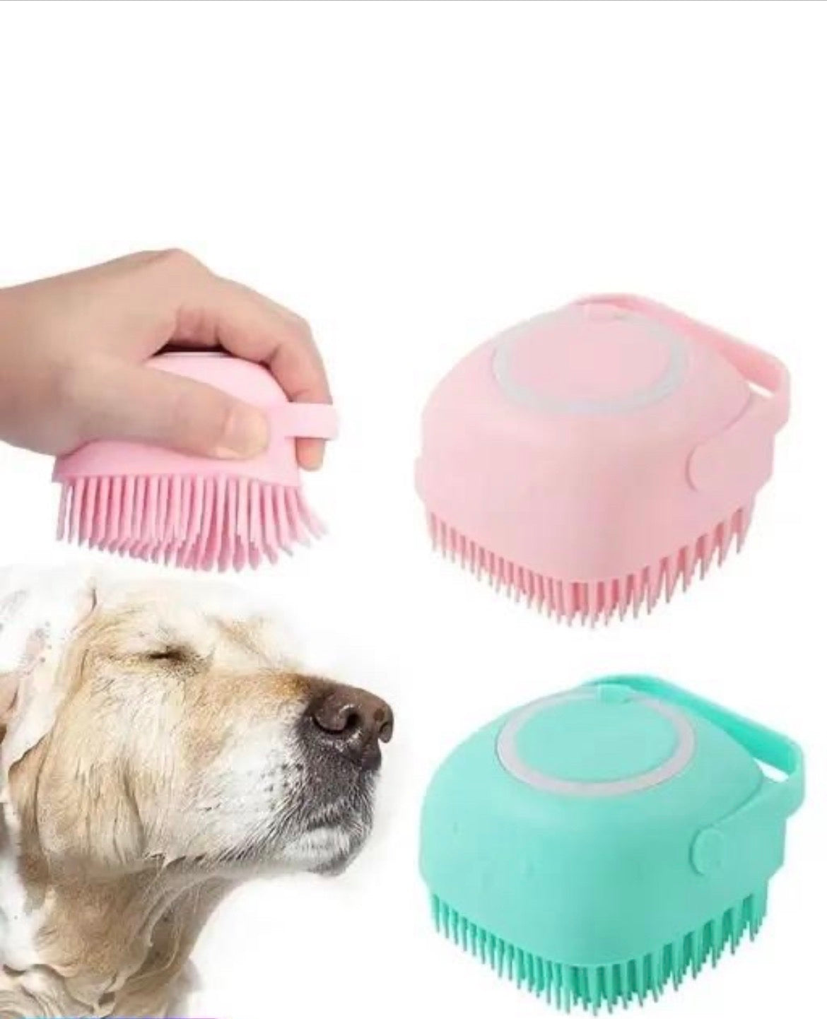 Tailnest 2-in-1 Silicone Pet Bath Brush with Shampoo Dispenser for Dogs & Cats