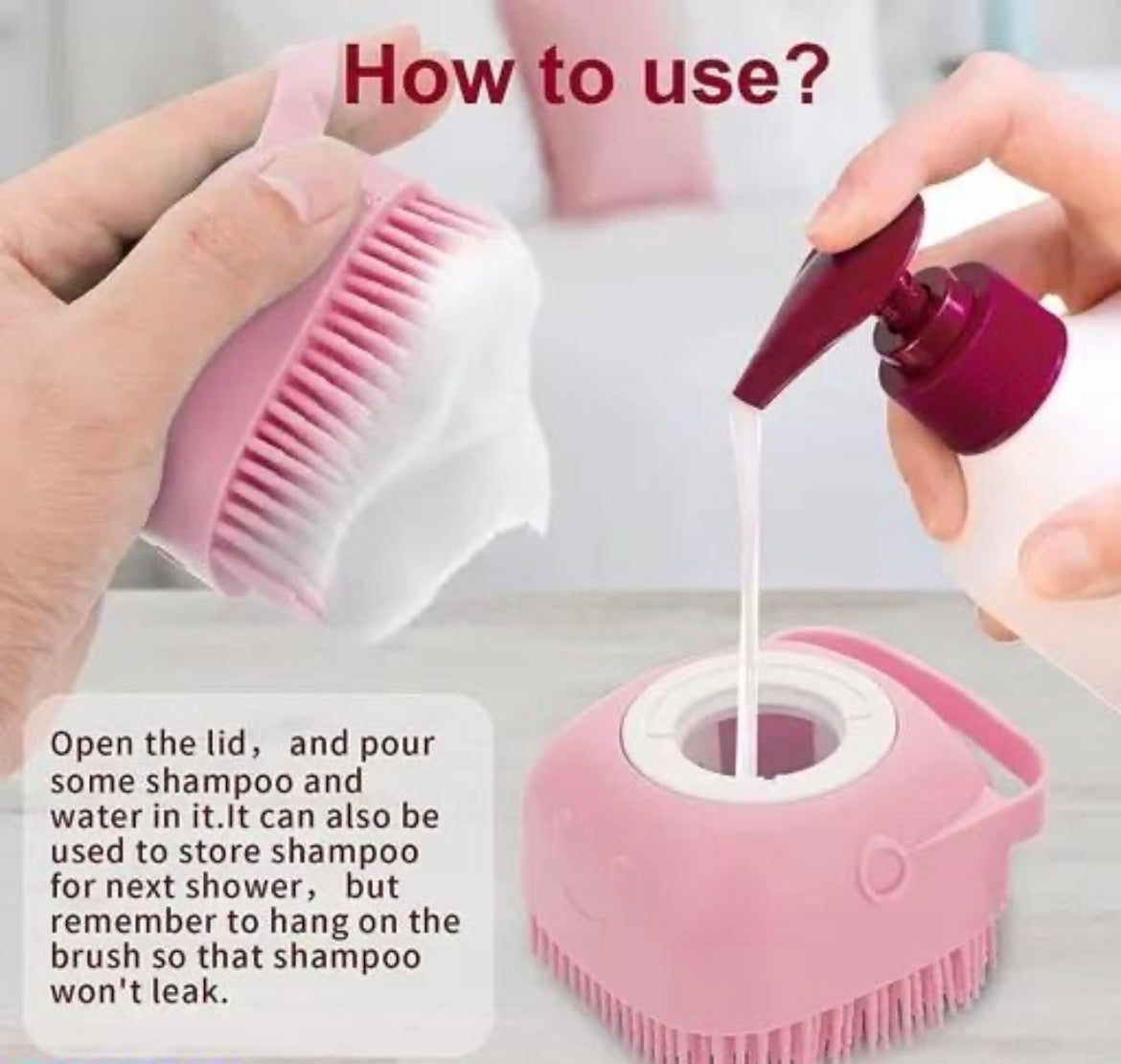 Tailnest 2-in-1 Silicone Pet Bath Brush with Shampoo Dispenser for Dogs & Cats