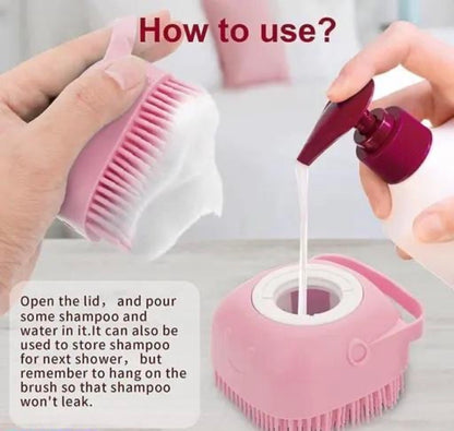 Tailnest 2-in-1 Silicone Pet Bath Brush with Shampoo Dispenser for Dogs & Cats