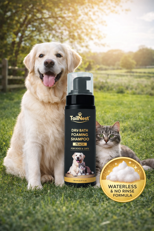 🐾 TailNest Dry Bath Foaming Shampoo (Peach)