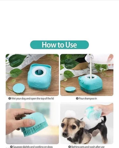 Tailnest 2-in-1 Silicone Pet Bath Brush with Shampoo Dispenser for Dogs & Cats