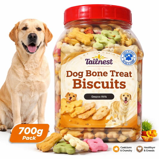 Tailnest Dog Bone Treat Biscuits 700g | Healthy Crunchy Snacks for Dogs | Calcium Rich Training & Reward Treats