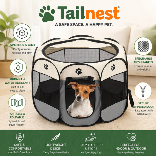 🐾 Tailnest Foldable Pet Playpen